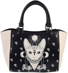 img 4 attached to Lost Queen Gothic Bastet Sphynx Cat Occult Goth Satchel Handbag: Unleash Your Mysterious Style