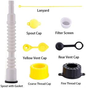 img 3 attached to Fuel Tank Spout Replacement Super Long Nozzle Bendable With Filter Screen Vent Cap 2 Base Cap(Fine And Coarse) Compatible For Older Midwest Scepter Rubbermaid Essence Blitz Gott Most 1 2 5 Gallon Can