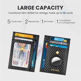 img 3 attached to 🔑 Airtag Wallet: Sleek Carbon Fiber Black Airtag Holder with Front Pocket Case - Minimalist Airtag Accessories