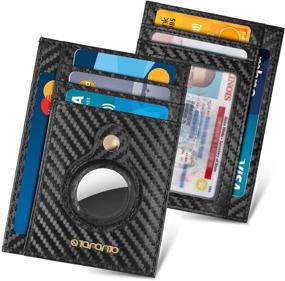 img 4 attached to 🔑 Airtag Wallet: Sleek Carbon Fiber Black Airtag Holder with Front Pocket Case - Minimalist Airtag Accessories