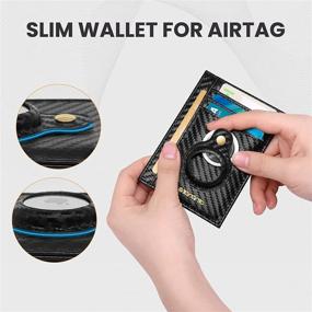 img 2 attached to 🔑 Airtag Wallet: Sleek Carbon Fiber Black Airtag Holder with Front Pocket Case - Minimalist Airtag Accessories