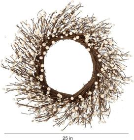 img 1 attached to 🎄 22-Inch Cream White Berry Wreath with Twig Base for Front Door and Wall Decor - Perfect Winter Celebration and Christmas Decoration