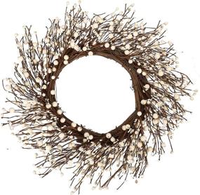 img 4 attached to 🎄 22-Inch Cream White Berry Wreath with Twig Base for Front Door and Wall Decor - Perfect Winter Celebration and Christmas Decoration