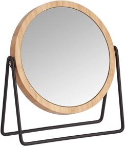 img 4 attached to Optimized Search: Bamboo Rim Amazon Basics Vanity Mirror - Magnification of 1X and 5X