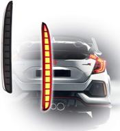 gtinthebox smoked lens full led bumper reflector lights tail brake rear fog lamps for 2017 2018 2019 2020 2021 honda civic hatchback logo