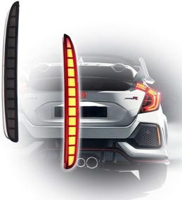 img 4 attached to GTINTHEBOX Дымчатые линзы Полностью светодиодный отражатель бампера Фары заднего тормоза Задние противотуманные фары Для 2017 2018 2019 2020 2021 Honda Civic Hatchback