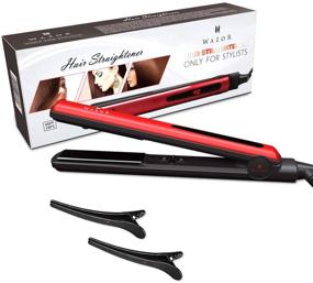 img 4 attached to Wazor Professional Ionic Hair Straightener: 1 Inch 2 in 1 Ceramic Tourmaline Plates with Temperature Settings and Auto Shutoff - Red