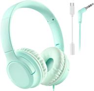 🎧 usb c kids headphones: pink over-ear wired headset with 94db volume limit - perfect for children, teens, school, travel, and home studying! logo