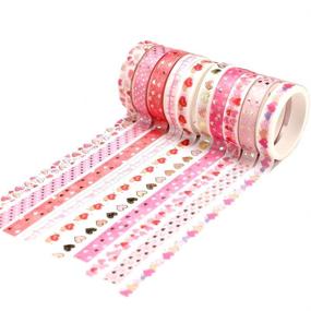 img 1 attached to 🎀 Sparkling Washi Tape Set: YUBBAEX 10 Rolls 8mm Skinny Gold Foil Decorative Masking Tapes - Ideal for Bullet Journal, Scrapbooking, Planner, DIY Crafts (Sweety Hearts)