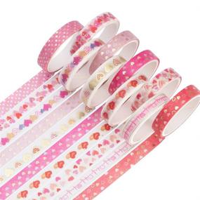 img 4 attached to 🎀 Sparkling Washi Tape Set: YUBBAEX 10 Rolls 8mm Skinny Gold Foil Decorative Masking Tapes - Ideal for Bullet Journal, Scrapbooking, Planner, DIY Crafts (Sweety Hearts)