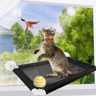 🐱 democratido 4pcs cat perch window set - cat hammock window seat with 4 suction cups, adjustable cat collar with bell, and cat teaser toy - perfect for outdoor and indoor use logo