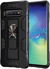 img 4 attached to 📱 Samsung Galaxy S10 Case: Military-Grade Shockproof Protective Case with Kickstand, Built-in Magnetic Car Mount, Heavy-Duty Armor - Black