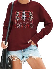 img 4 attached to Womens Leopard Plaid Christmas Tree Tee - Casual Cute Graphic Long Sleeve Tops - Merry Christmas T-Shirt