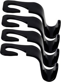 img 3 attached to 🚗 Universal Car Seat Headrest Hook 4 Pack - Hanger Storage Organizer for Handbag, Purse, Coat - Black S Type - Fits Most Vehicles