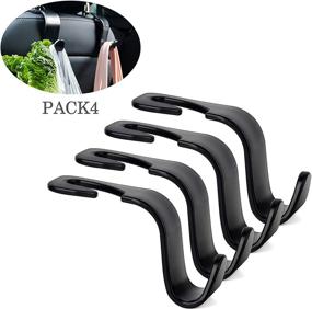 img 2 attached to 🚗 Universal Car Seat Headrest Hook 4 Pack - Hanger Storage Organizer for Handbag, Purse, Coat - Black S Type - Fits Most Vehicles
