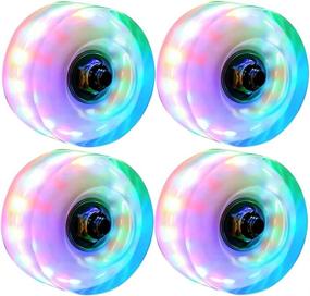 img 4 attached to 🛼 Hlaill Luminous Light Up Roller Skate Wheels with Installed Bearings - Outdoor Double Row Skating and Skateboard Wheels, 32mm x 58mm