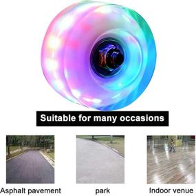 img 3 attached to 🛼 Hlaill Luminous Light Up Roller Skate Wheels with Installed Bearings - Outdoor Double Row Skating and Skateboard Wheels, 32mm x 58mm