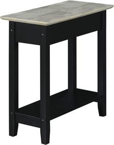 img 2 attached to 💡 Convenience Concepts American Heritage Flip Top End Table with Charging Station and Shelf: Faux Birch/Black - Organize and Power up in Style