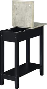 img 1 attached to 💡 Convenience Concepts American Heritage Flip Top End Table with Charging Station and Shelf: Faux Birch/Black - Organize and Power up in Style