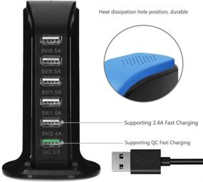 img 1 attached to 🔌 6-Port USB Wall Charger with Quick Charge 3.0 - Fast Charging Station for Phones, Tablets, Smartphones, and More (Black)