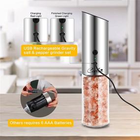 img 3 attached to 🧂 Refillable Electric Salt and Pepper Grinder Set, USB Rechargeable Gravity Grinder with Adjustable Coarseness, High Capacity 170ML, Automatic Salt Grinder and Pepper Grinder by Corkie