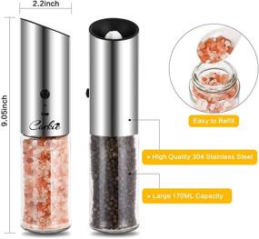 img 1 attached to 🧂 Refillable Electric Salt and Pepper Grinder Set, USB Rechargeable Gravity Grinder with Adjustable Coarseness, High Capacity 170ML, Automatic Salt Grinder and Pepper Grinder by Corkie