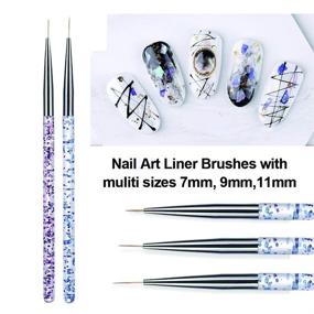 img 2 attached to Set of 6 Nail Brushes for Nail Art - Liner Brushes for Acrylic Nails, Crystal Painting, Dotting, and Drawing - Size 7/9/11mm