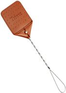 🪰 sturdy leather fly swatter - heavy duty bug zapper with metal handle - 17 inch rustic swatting tool for flies, bees, and mosquitoes - brown logo