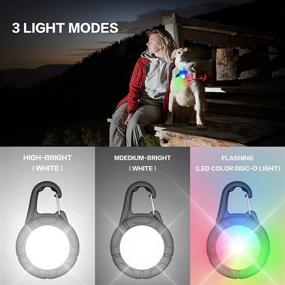 img 3 attached to Rechargeable Dog Lights for Night Walking - RGB Color Changing Collar Light, Waterproof with 🐶 Carabiner Clip - LED Safety Collar Light for Cycling, Climbing, Camping, Running - Pack of 2