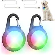 rechargeable dog lights for night walking - rgb color changing collar light, waterproof with 🐶 carabiner clip - led safety collar light for cycling, climbing, camping, running - pack of 2 logo