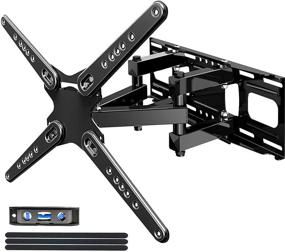 img 1 attached to Full Motion TV Wall Mount Bracket for 28-80 inch Flat Screen/LED/4K TVs - JUSTSTONE Dual Swivel Articulating Tilt with 6 Arms, Max VESA 600x400mm, 121lbs Weight Capacity