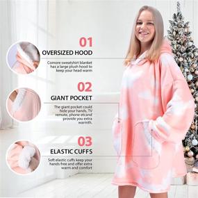 img 2 attached to 🎁 Cozy Christmas Gifts: Comore Blanket Hoodie - Oversized Sherpa Sweatshirt with Giant Patch Pockets for Women, Kids, Men, and Adults