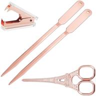 🌹 rose gold desk accessories set - scissors, staple remover, and 2 letter openers, high-quality rose gold office supplies & desk décor logo