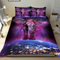 🌌 stunning galaxy elephant comforter set: perfect gift for teens, boys, and girls - 3-piece bedding set with elephant print - full size logo