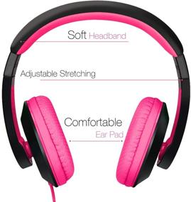 img 3 attached to 🎧 Rockpapa On Ear Stereo Headphones Earphones: Adjustable, Heavy Deep Bass for MP3/4, DVD, Smartphones, Laptop, Tablet in Car/Airplane - Black/Pink - Perfect for Adults, Kids, Childs, Teens