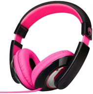 🎧 rockpapa on ear stereo headphones earphones: adjustable, heavy deep bass for mp3/4, dvd, smartphones, laptop, tablet in car/airplane - black/pink - perfect for adults, kids, childs, teens logo