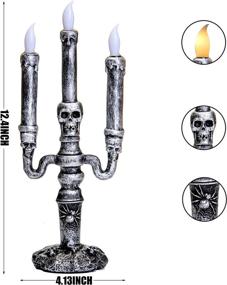 img 3 attached to 🕯️ QinYing Silver 3-Candles Halloween LED Candelabra: Flameless Window Table Decor