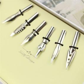 img 3 attached to 🖋️ FEATTY Gift Pen & Ink Set: 6 Nibs, Black Ink Bottle & Antique Dip Wooden Pen - Perfect Calligraphy Writing Tool and Best Fancy Dip Pen Gift for All