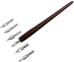 img 2 attached to 🖋️ FEATTY Gift Pen & Ink Set: 6 Nibs, Black Ink Bottle & Antique Dip Wooden Pen - Perfect Calligraphy Writing Tool and Best Fancy Dip Pen Gift for All