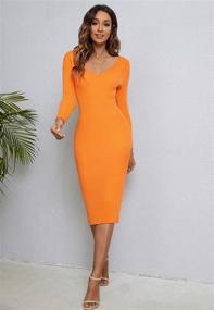 img 2 attached to Stunning CMZ2005 Backless Sweater Dress: Women's Long Sleeves Bekah Deep V Midi Dress 9088