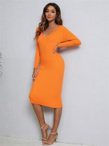 img 3 attached to Stunning CMZ2005 Backless Sweater Dress: Women's Long Sleeves Bekah Deep V Midi Dress 9088