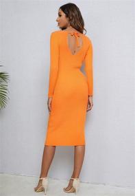 img 1 attached to Stunning CMZ2005 Backless Sweater Dress: Women's Long Sleeves Bekah Deep V Midi Dress 9088