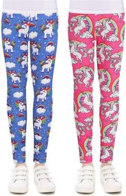 img 4 attached to Quedoris Printed Leggings Unicorn Rainbow Girls' Clothing