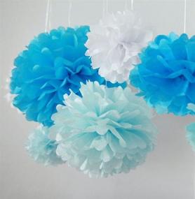 img 2 attached to 🌸 Premium White Tissue Pom-poms: 10pcs Hanging Paper Flower Balls for Wedding Party Outdoor Decorations, Craft Kit Included