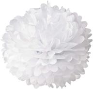 🌸 premium white tissue pom-poms: 10pcs hanging paper flower balls for wedding party outdoor decorations, craft kit included logo