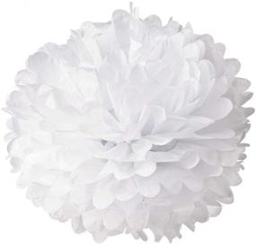 img 4 attached to 🌸 Premium White Tissue Pom-poms: 10pcs Hanging Paper Flower Balls for Wedding Party Outdoor Decorations, Craft Kit Included