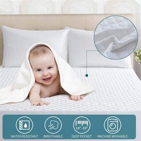 img 3 attached to 🛏️ PU MEI Ultra-Soft Waterproof Mattress Protector, Breathable & Dust-Proof, Noiseless Mattress Pad Cover with 14'' Deep Pocket, Ideal for Kids, Toddlers, Pets - White