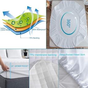img 2 attached to 🛏️ PU MEI Ultra-Soft Waterproof Mattress Protector, Breathable & Dust-Proof, Noiseless Mattress Pad Cover with 14'' Deep Pocket, Ideal for Kids, Toddlers, Pets - White