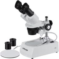 🔬 amscope se306r-pz binocular stereo microscope with wf10x and wf20x eyepieces, 10x-80x magnification, 2x and 4x objectives, upper/lower halogen light source, pillar stand, 120v, white logo