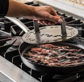 img 3 attached to 🥓 Bellemain Cast Iron Grill Press: Heavy-Duty Bacon Press with Wood Handle - 8.5-Inch Round for Perfect Grilling